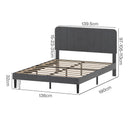 Levede Double Bed Frame Upholstered Adjustable Headboard Bed Platform Dark Grey-2050056771191574530