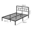 Levede Double Bed Frame Metal Base Platform Headboard Heavy Duty Mass Storage-2050056771011219458