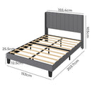 Levede Metal Wooden Bed Frame Queen Panel Plush Upholstered Soft Headboard Grey-2050056770835058690