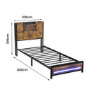 Levede Single Bed Frame Storage Headboard Industrial-2050056749062426626
