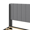 Levede Metal Wooden Bed Frame Double Panel Plush Upholstered Soft Headboard Grey-2050056770482737155