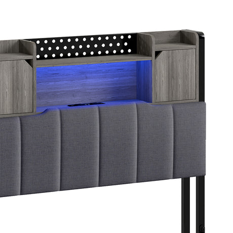 Levede Single Bed Frame with Storage Headboard RGB LED-2050056749460885507