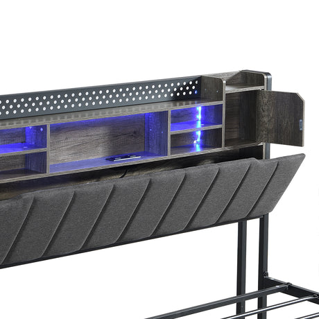 Levede King Bed Frame with Storage Headboard RGB LED-2050056749263753219