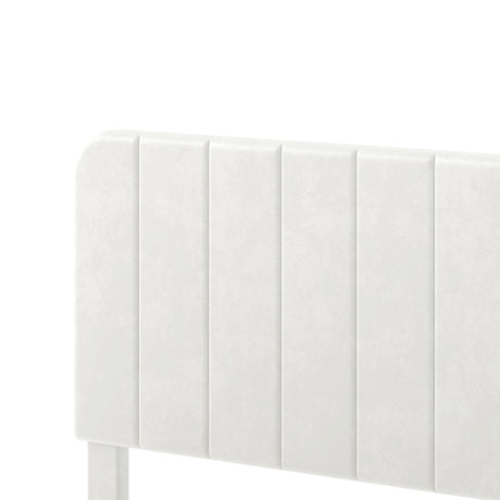 Levede Double Bed Frame Upholstered Adjustable Headboard Bed Platform White-2050056771384512515