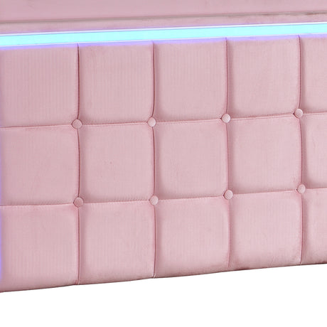 Levede King Floating Bed Frame LED Headboard USB Pink-2050056739193229316