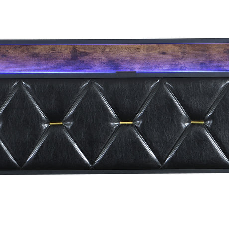 Levede King Bed Frame Leather Headboard RGB 2 Drawers-2050056739612659716