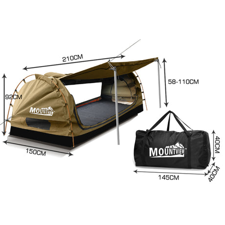 Mountview Double Swag Camping Swags Canvas Dome Tent Free Standing Navy