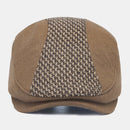 Men Newsboy Hats Knitted Splicing Curved Brim Adjustable Berets Driver Hat