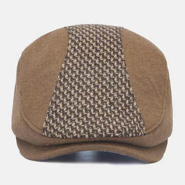 Men Newsboy Hats Knitted Splicing Curved Brim Adjustable Berets Driver Hat