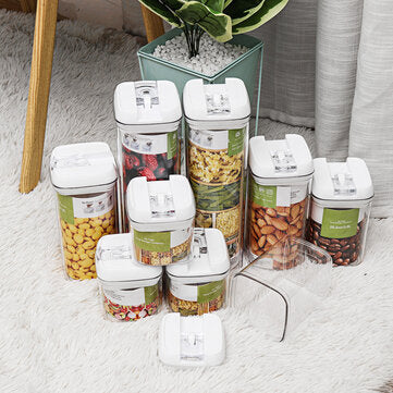 Airtight Food Storage Containers Square Nine-piece Easy-to-buckle Cans Kitchen Household Whole Grains Milk Powder Preservation Storage Tank