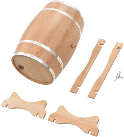 Solid Oak Wood Wine Barrel with Tap Wooden Whisky Bourbon Tequila Rum Cocktail Cask Container for Wine Aficionado Antique-Style 35L 48 x 31 x 38 cm Brown