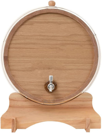 Solid Oak Wood Wine Barrel with Tap Wooden Whisky Bourbon Tequila Rum Cocktail Cask Container for Wine Aficionado Antique-Style 35L 48 x 31 x 38 cm Brown