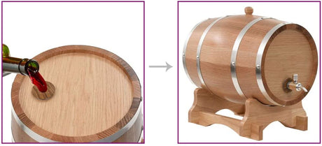 Solid Oak Wood Wine Barrel with Tap Wooden Whisky Bourbon Tequila Rum Cocktail Cask Container for Wine Aficionado Antique-Style 12L 33 x 22 x 29 cm Brown