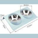 Cat Bowl Cat Food Bowl, Non-Spill Raised Cat Bowl Feeder, Double Stainless Steel Dog Bowsl, Removable / 15° Tilt Design / Easy to Clean Gift for Pet Cats and Puppies Blue