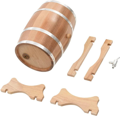 Solid Oak Wood Wine Barrel with Tap Wooden Whisky Bourbon Tequila Rum Cocktail Cask Container for Wine Aficionado Antique-Style 12L 33 x 22 x 29 cm Brown
