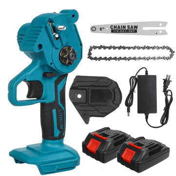 Drillpro 6 Inch Electric Chain Saw Portable Chainsaws Cutter Woodworking Tool W/ 1pc or 2pcs Battery