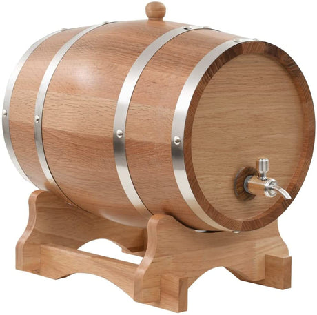 Solid Oak Wood Wine Barrel with Tap Wooden Whisky Bourbon Tequila Rum Cocktail Cask Container for Wine Aficionado Antique-Style 12L 33 x 22 x 29 cm Brown