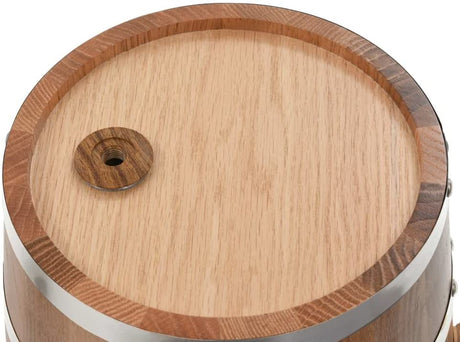 Solid Oak Wood Wine Barrel with Tap Wooden Whisky Bourbon Tequila Rum Cocktail Cask Container for Wine Aficionado Antique-Style 12L 33 x 22 x 29 cm Brown