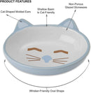 PetRageous 81026 Here Kitty Cat Bowl- Oval Blue 13cm, Blue, 5.5"/5.3 oz.