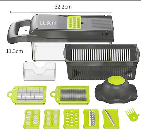 Vegetable Chopper, Mandoline Slicer Cutter Chopper and Grater 14 in 1 Vegetable Slicer Potato Onion Chopper Veggie Chopper Dicer with Container (Gray)
