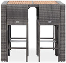 Solid Acacia Wood Outdoor Bar Set 5 Piece Garden Patio Porch Backyard Furniture Dining Bar Table Stools Seating Set Poly Rattan Grey 120 x 80 x 110 cm Grey