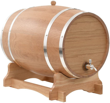 Solid Oak Wood Wine Barrel with Tap Wooden Whisky Bourbon Tequila Rum Cocktail Cask Container for Wine Aficionado Antique-Style 35L 48 x 31 x 38 cm Brown