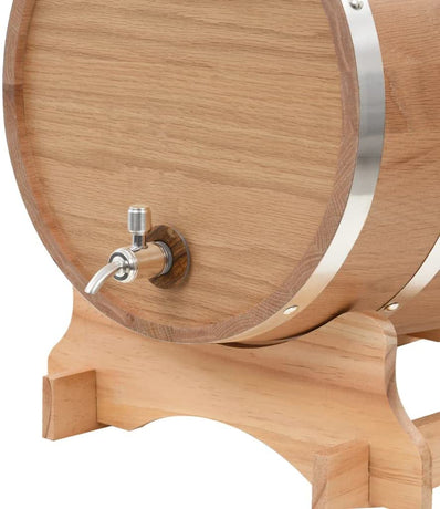 Solid Oak Wood Wine Barrel with Tap Wooden Whisky Bourbon Tequila Rum Cocktail Cask Container for Wine Aficionado Antique-Style 35L 48 x 31 x 38 cm Brown