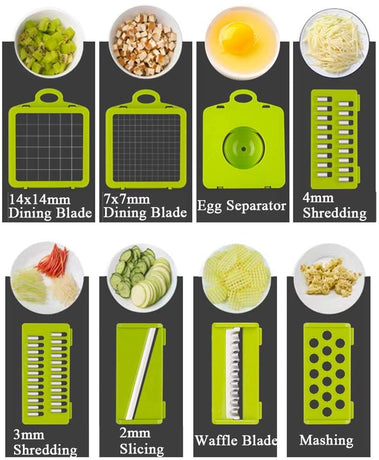 Vegetable Chopper, Mandoline Slicer Cutter Chopper and Grater 14 in 1 Vegetable Slicer Potato Onion Chopper Veggie Chopper Dicer with Container (Gray)