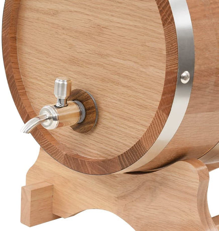 Solid Oak Wood Wine Barrel with Tap Wooden Whisky Bourbon Tequila Rum Cocktail Cask Container for Wine Aficionado Antique-Style 12L 33 x 22 x 29 cm Brown