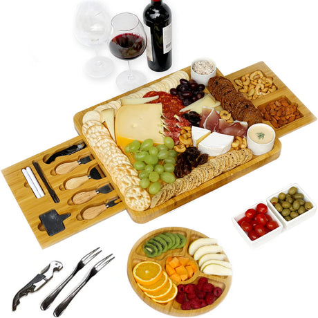 Unique Cheese Board Birthday Gifts for Women - Bamboo Cheese Platter with Knife Set Perfect as House Warming Present for New Home Kitchen Gifts Wedding Gifts for Couple