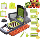 Vegetable Chopper, Mandoline Slicer Cutter Chopper and Grater 14 in 1 Vegetable Slicer Potato Onion Chopper Veggie Chopper Dicer with Container (Gray)