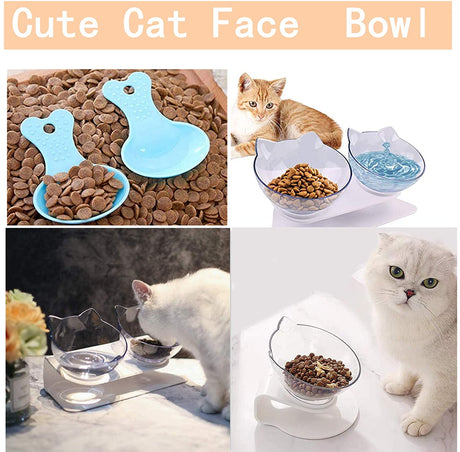 1Pc Cat Food Bowl Raised Pet Bowls Reduce Neck Pain Elevated Transparent Bowl for Cats and Small Dogs