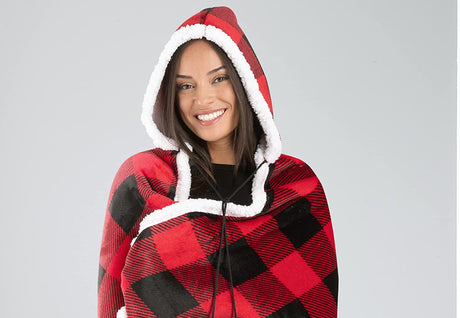 Safdie & Co. Premium Wearable Hooded Blanket for Adult Women and Men 71