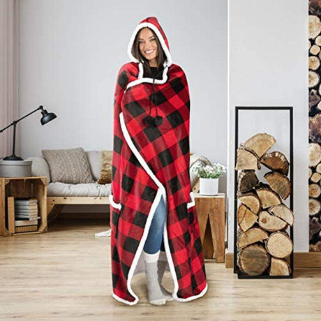 Safdie & Co. Premium Wearable Hooded Blanket for Adult Women and Men 71