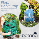 9-Pc. Garden Tools Set & Tote – Multi-Pocket Bag with Knee Support Pads, 6 Aluminium Alloy Hand Tools, & 1-Size-Fits-All Gardening Gloves – Heavy-Duty, Stylish Planting Tool Kit by botana, Blue/Grey