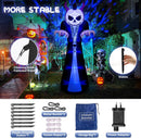 3M Outdoor Halloween Inflatables Ghost with Sensor Will Scream, Grim Reaper Blow Up Yard Decorations Pumpkin Head Build-in Blue Rotating LED Lights, Halloween Decor for Holiday/Garden/Lawn