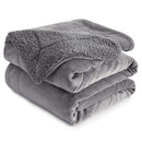 Sherpa Fleece Throw Blanket, Double-Sided Super Soft Reversible Bed and Couch Blanket, Warm and Lightweight Home Decoration Blanket, Grey for Single Size 130 x 150cm 130 x 150cm Grey