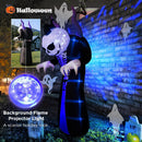 3M Outdoor Halloween Inflatables Ghost with Sensor Will Scream, Grim Reaper Blow Up Yard Decorations Pumpkin Head Build-in Blue Rotating LED Lights, Halloween Decor for Holiday/Garden/Lawn