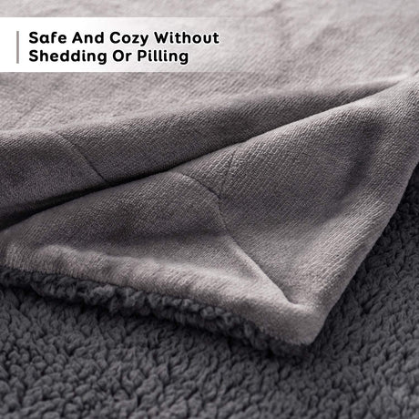 Sherpa Fleece Throw Blanket, Double-Sided Super Soft Reversible Bed and Couch Blanket, Warm and Lightweight Home Decoration Blanket, Grey for Single Size 130 x 150cm 130 x 150cm Grey