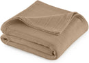 Cotton Woven Blanket by VELLUX - Natural, Cozy, Warm, Chevron Textured, Pet-Friendly, All-Seasons - Tan Twin 66 x 90 Twin (66 x 90 in) Tan