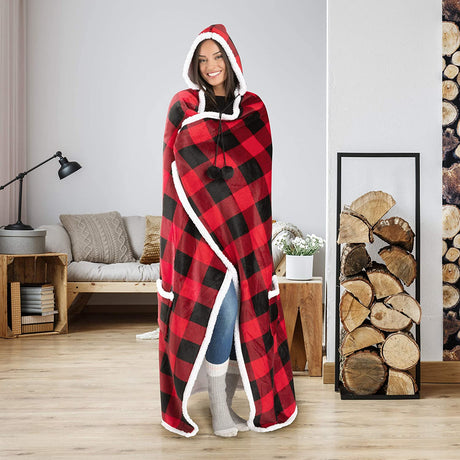 Safdie & Co. Premium Wearable Hooded Blanket for Adult Women and Men 71