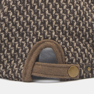 Men Newsboy Hats Knitted Splicing Curved Brim Adjustable Berets Driver Hat