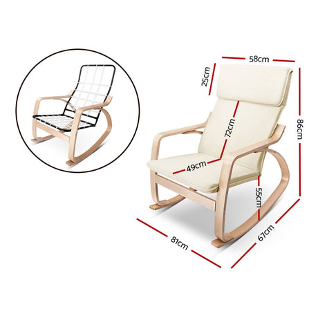 Artiss Fabric Rocking Armchair - Beige