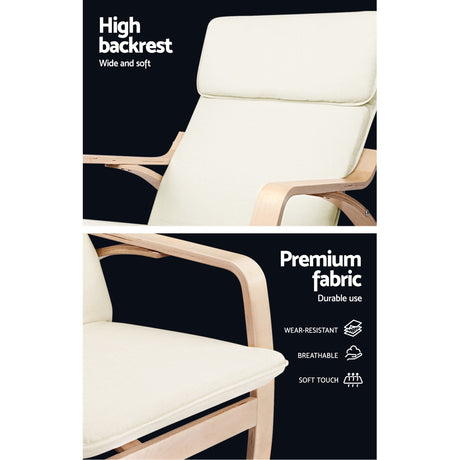 Artiss Fabric Rocking Armchair - Beige