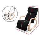Artiss Fabric Rocking Armchair with Adjustable Footrest - Black