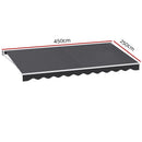 Instahut Retractable Folding Arm Awning Motorised Outdoor Sunshade 4.5X2.5M Grey