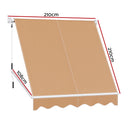 Instahut Retractable Fixed Pivot Arm Window Awning Outdoor Blinds 2.1X2.1M Beige