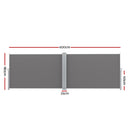 Instahut Side Awning Sun Shade Outdoor Blinds Retractable Screen 1.8X6M Grey
