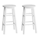 Artiss Set of 2 Beech Wood Backless Bar Stools - White