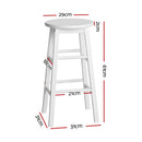 Artiss Set of 2 Beech Wood Backless Bar Stools - White